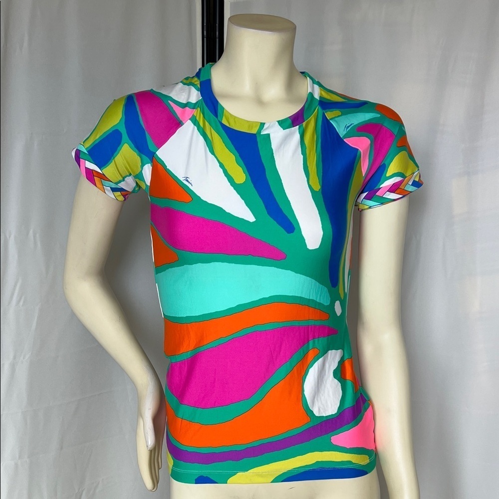 Trina Turk Multicolor Abstract Rash Guard Top - Picture 3 of 8